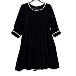 Revise Concept Made in Italy Black Dress Size S Oversize Trim Neckline Cuffs Hem